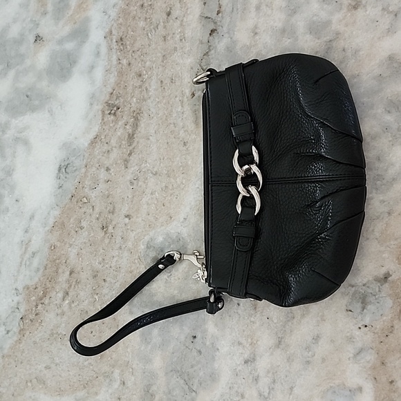 Coach Madison Black Pebbled Leather Chain link Small bag wristlet - Picture 2 of 6